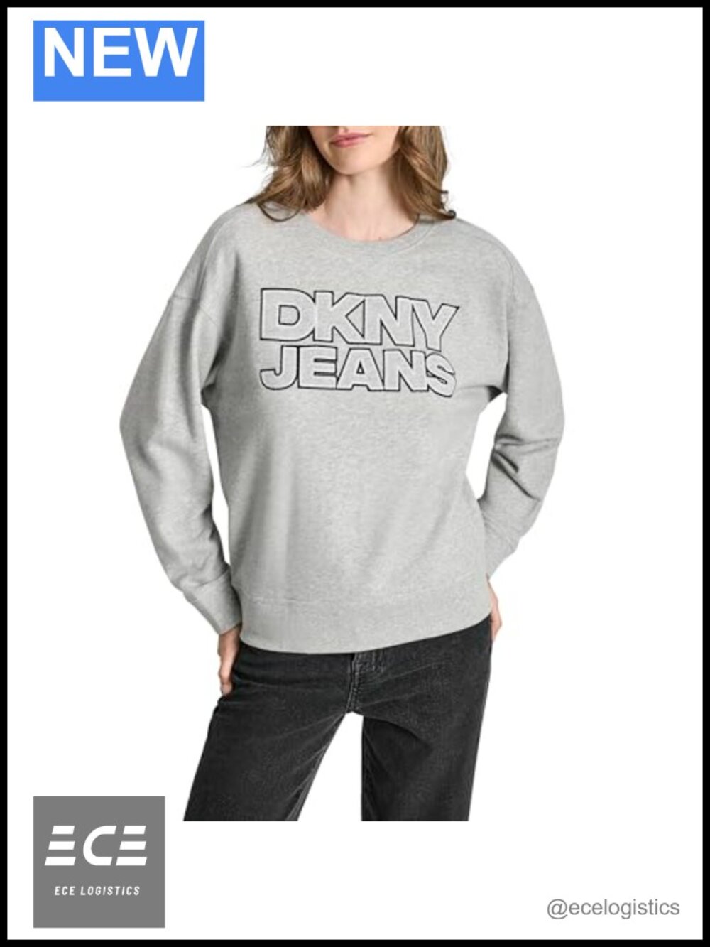 Crew Neck Logo Knit Pullover Sweatshirt Long Sleeve